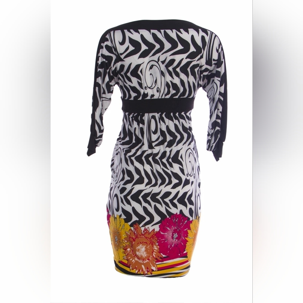 OLIAN Maternity Women's Multi Floral Print 3/4 Blouson Sleeve Dress $148 NWT - Picture 3 of 4